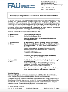 Zum Artikel "Rechtspsychologisches Kolloquium im Wintersemester 2021/22"